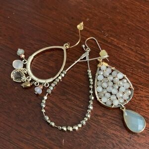 Nakamol Chic Gold and White Beaded Teardrop Earrings